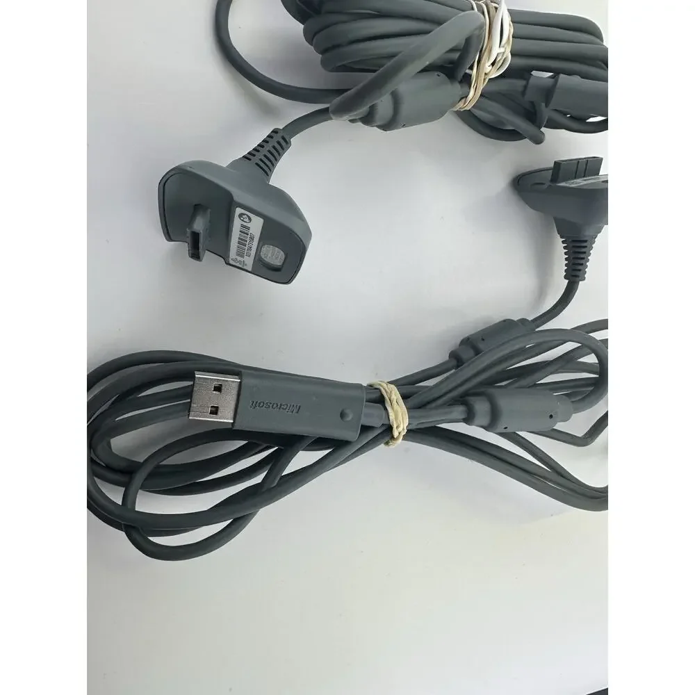 2 X Microsoft Xbox 360 Game Controller USB Charging Cable Charger Cord OEM Gray